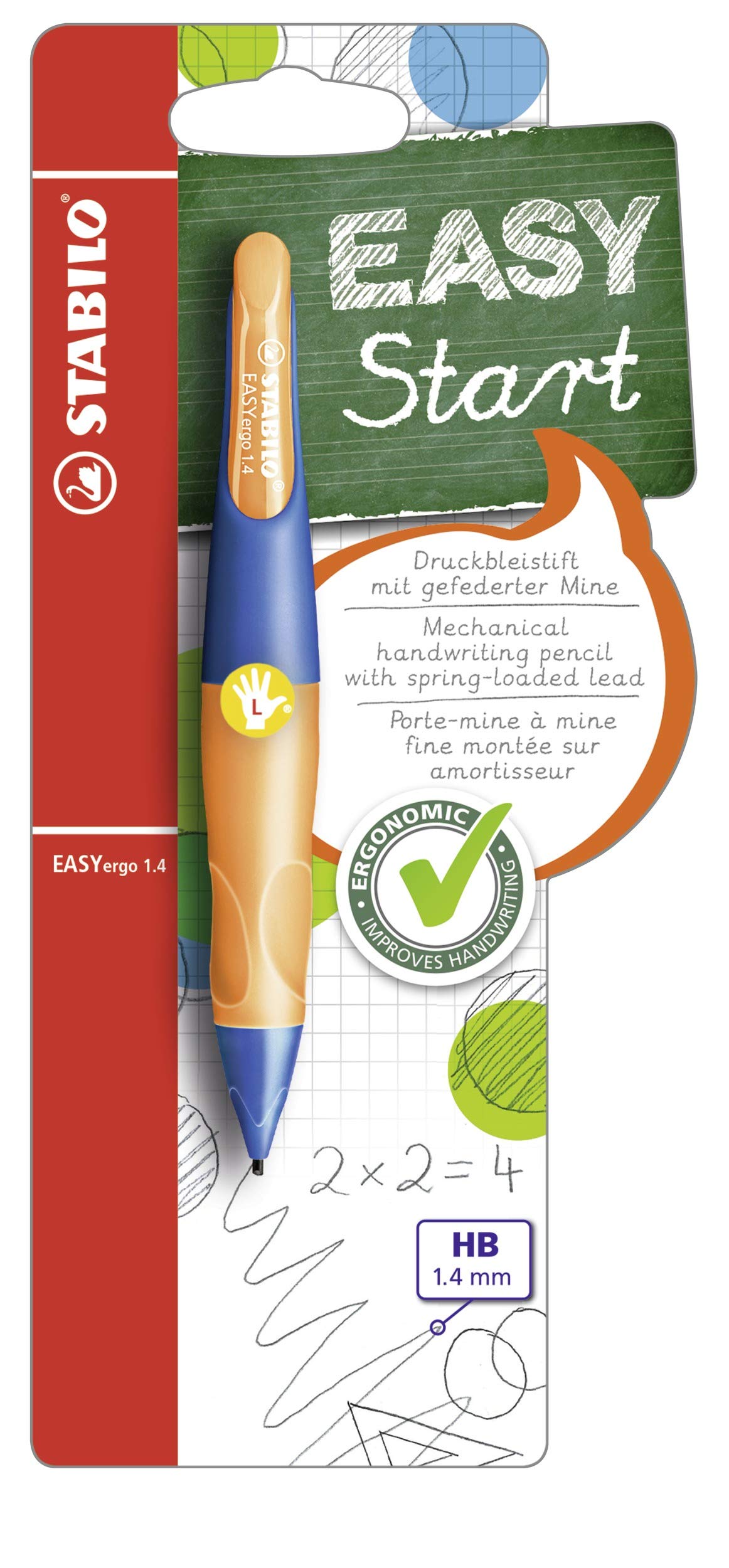 STABILO EASYergo 1.4 - Ergonomic Mechanical Pencil - Left-Handed - Pack of 1 - Ultramarine/Neon Orange
