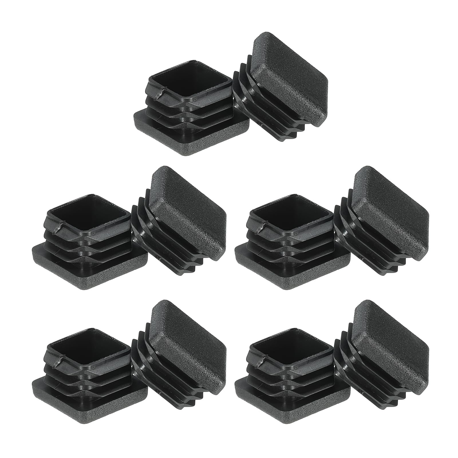 PATIKIL Square Plastic Hole Plugs 1inch, 10 Pack Tubing Insert End Cap for Square Metal Tubing Furniture Chair Leg Fence Post Pipe, Black