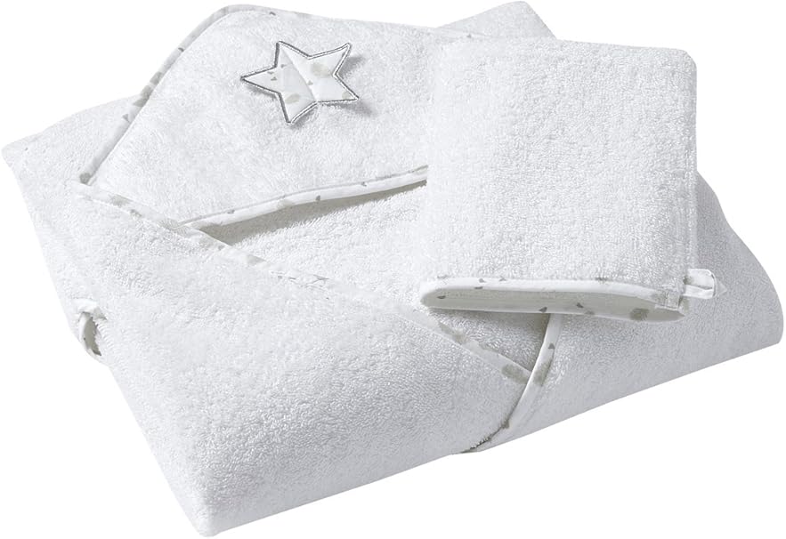 Vertbaudet Cape De Bain Et Gant Assorti Bebe En Eponge Blanc 100x100 Amazon Fr Bebes Puericulture