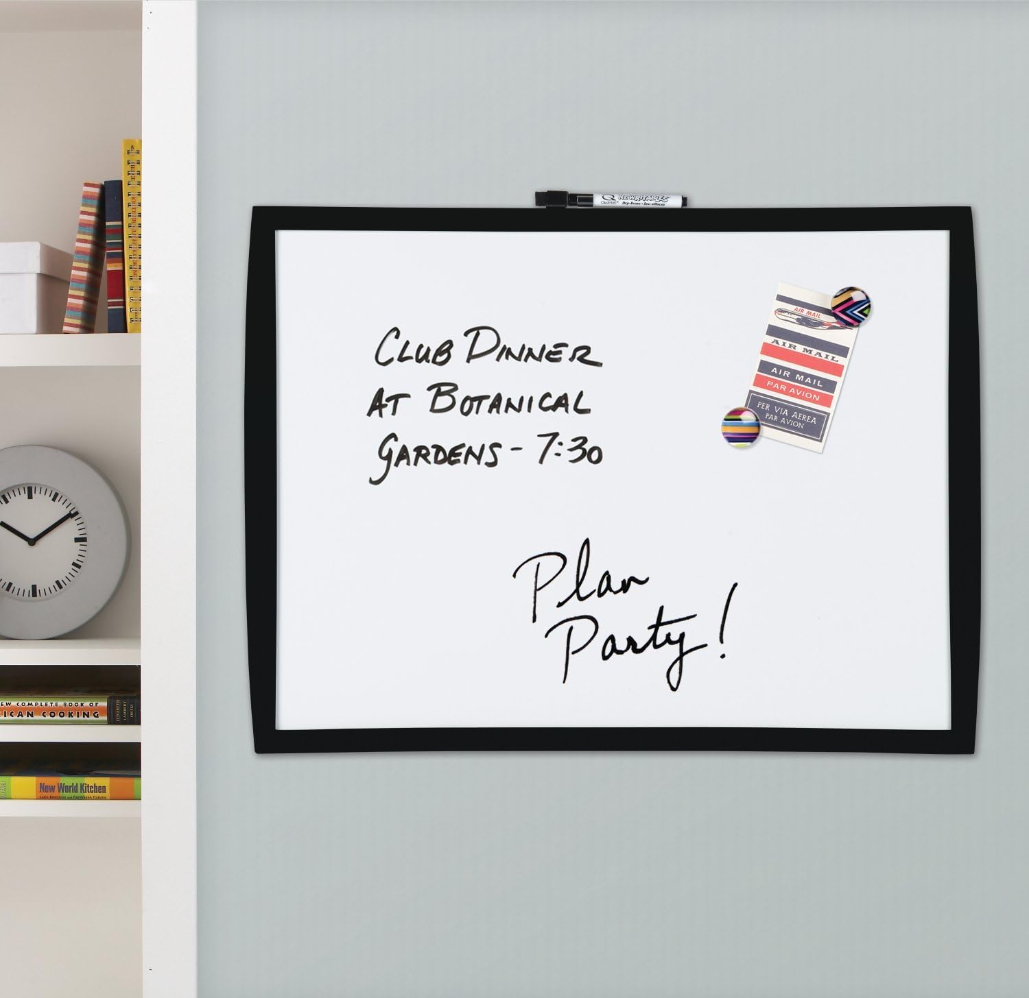 Quartet Magnetic Whiteboard, 17" x 23" Small White Board for Wall, Dry Erase Board for Kids, Perfect for Home Office & Home School Supplies, 1 Mini Dry Erase Marker, 2 Magnets, Black Frame (34608-BK) : Office Products