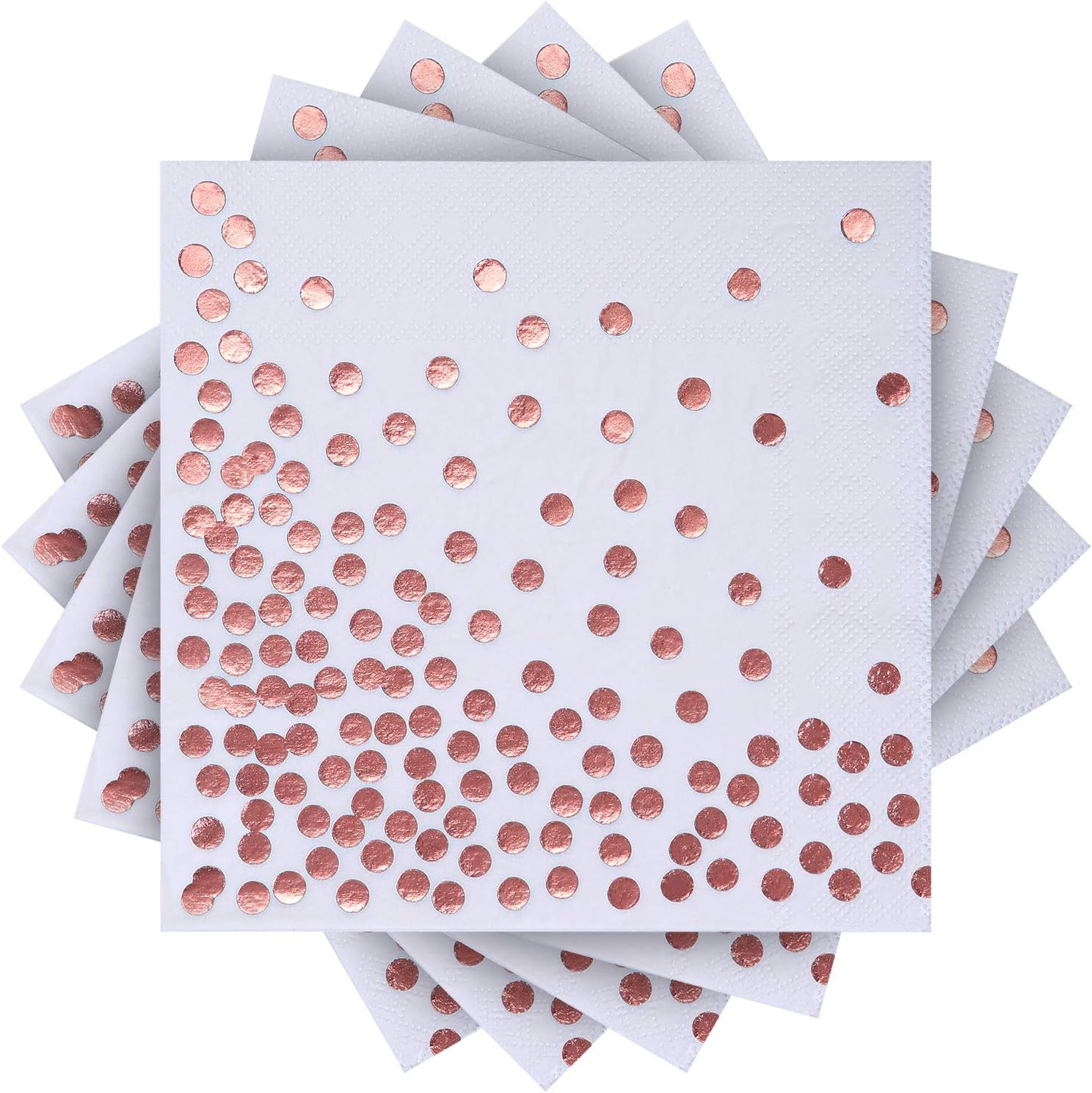 Aneco 60 Pack Cocktail Napkins Rose Gold Dots Napkins Disposable Paper