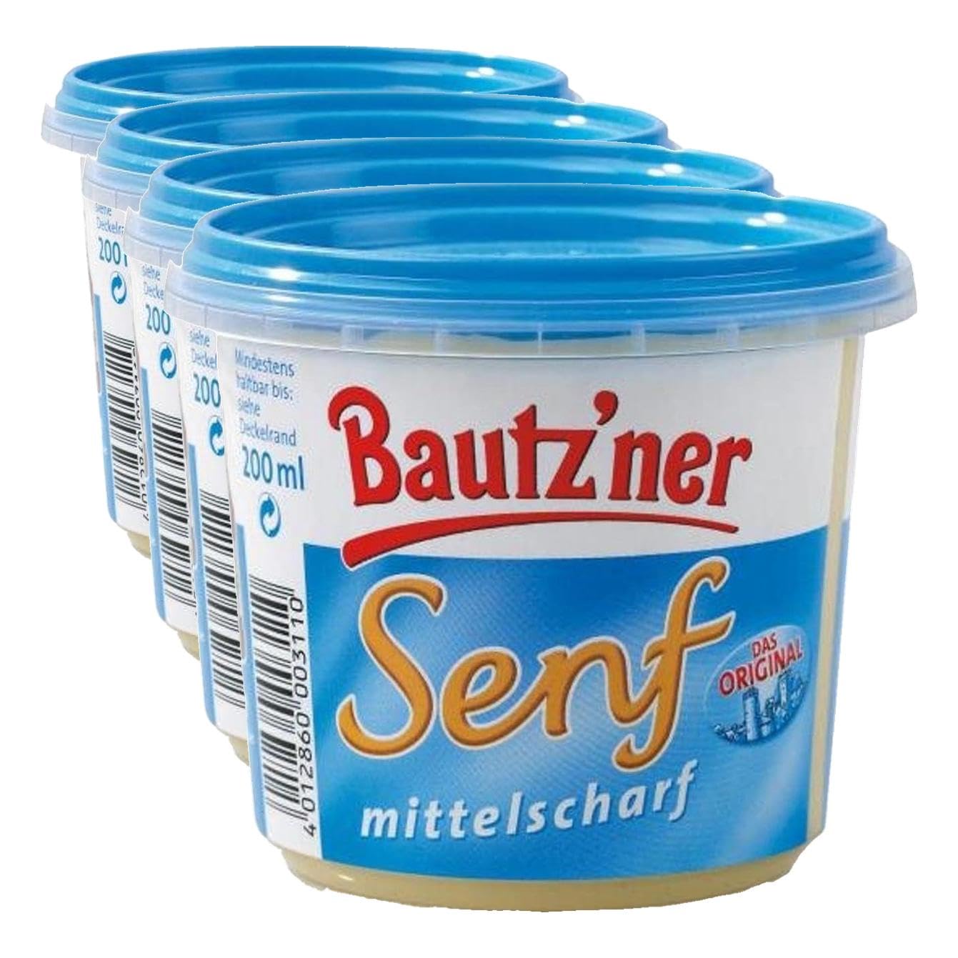 Bautz'ner Senf mittelscharf 200 ml Becher (Packung mit 4)