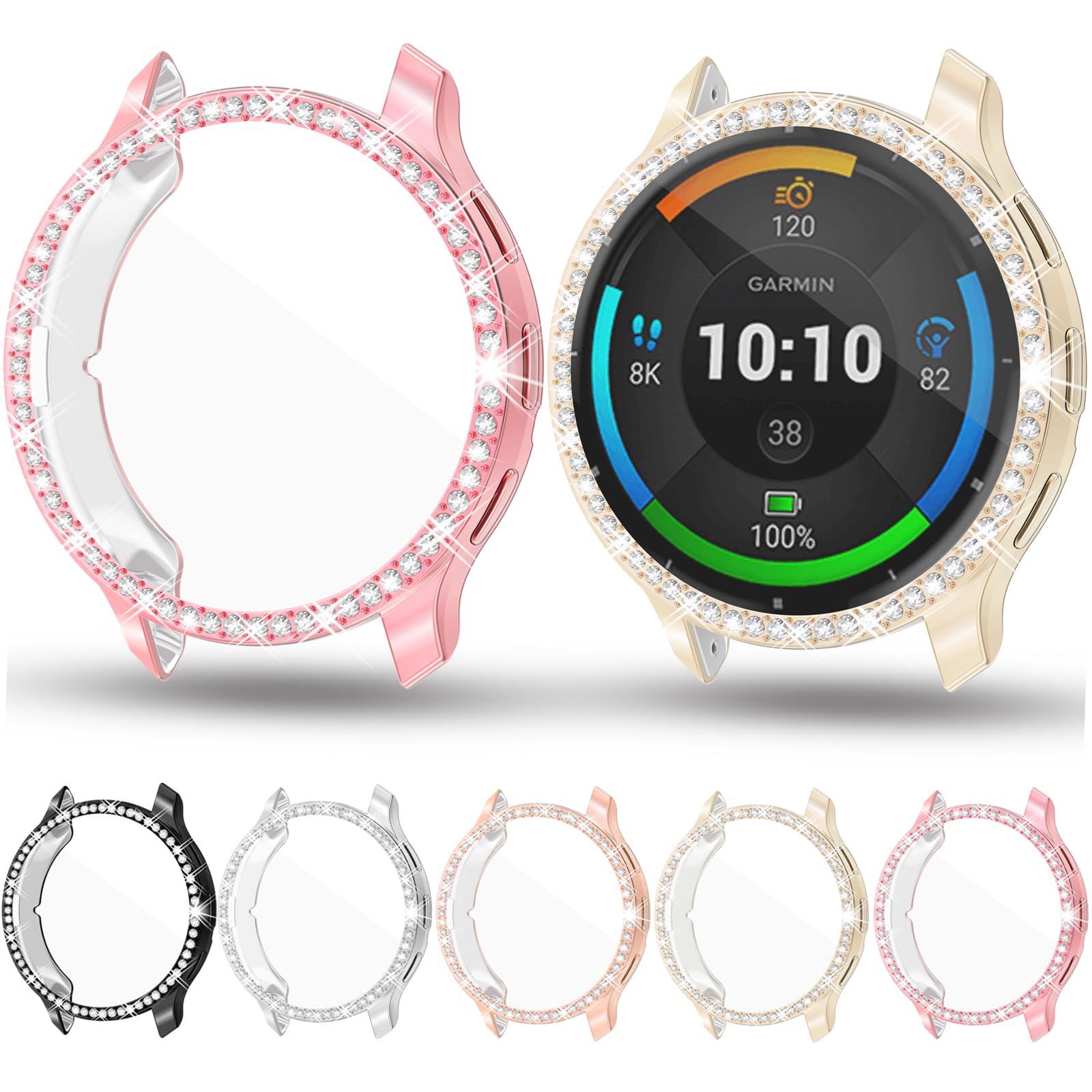 Photo 1 of [5Pack] RICHONE Bling Screen Protector Compatible with Garmin Venu 3S, Diamonds Protective Cases for Venu 3S Smart Watch 41mm Soft TPU Accessories Bumper Covers