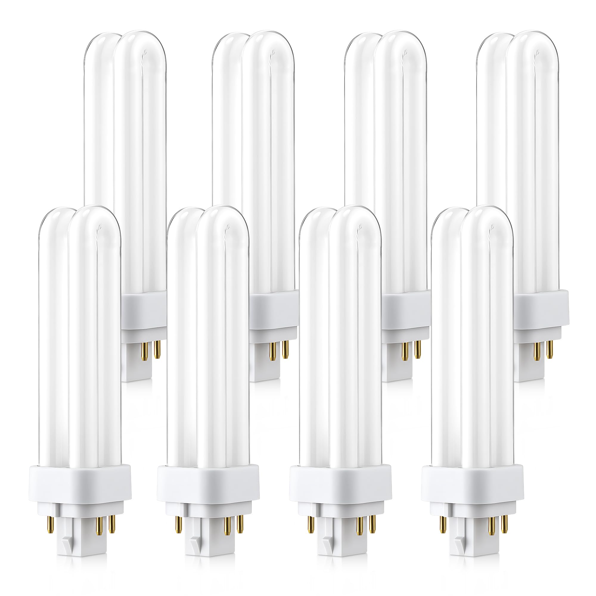 Photo 1 of Saillong 8 Pack PLC-13W 4 Pin G24q-1, 4100K White Dimmable Compact Fluorescent Light Bulb, Double Tube, Compatible with Sylvania 20667, GE 97597