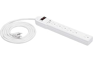Amazon Basics 6-Outlet Surge Protector Power Strip, 6-Foot Long Cord, 790 Joule - White