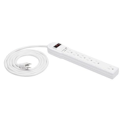 Amazon Basics Surge Protector Power Strip, 6-Outlet, 790 Joules, LED Indicator, 6ft Extension Cord, White