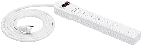 Electronics - Amazon Basics Surge Protector Power Strip, 6-Outlet, 790 Joules, LED Indicator, 6ft Extension Cord, White