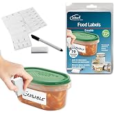 Jokari Label Once Erasable Food Labels with Marker and Eraser Reusable | Kitchen Storage Freezer Dishwasher, Microwave Safe 70 Pack, Includes Marker and Eraser, Labels for Any Task