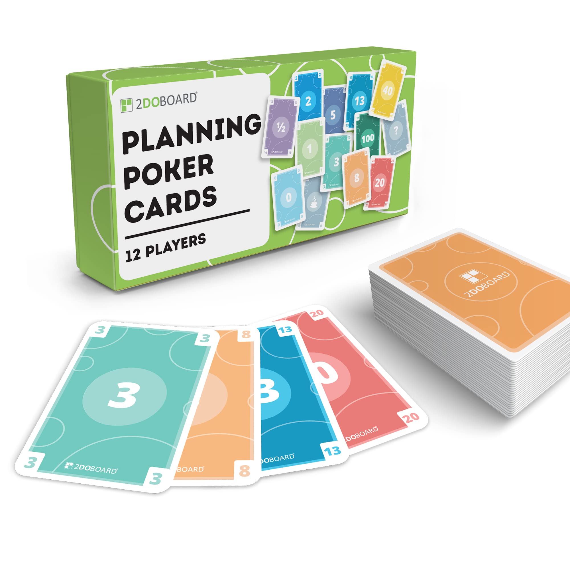 Planning Poker Cards for Agile Scrum - 12 Players - Including E-book with instructions - Clear and Colourful Scrum Cards for Agile Estimation - Increase communication in your Scrum Team