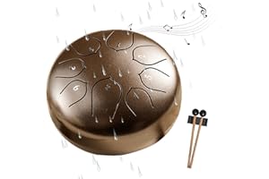 Rain Drum for Outside Garden - 6 Inch 8 Notes Steel Tongue Drum, Handpan for Beginners (Bronze)