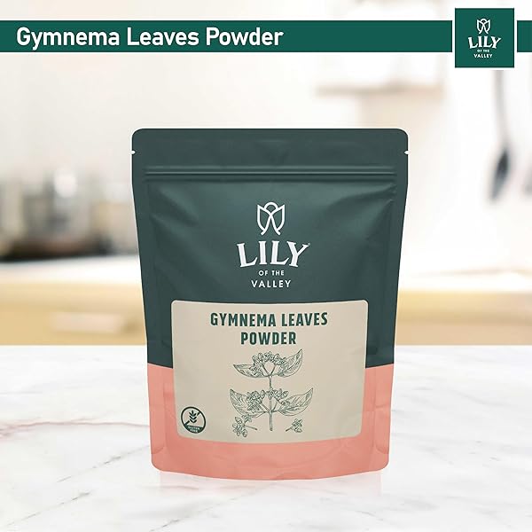 LILY OF THE VALLEY GYMNEMA SYLVESTRE LEAF POWDER – HERBAL GURMAR POWDER – VEGAN & GLUTEN – FREE – PACKED IN RESEALABLE POUCH (16OZ, 453G)