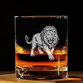 Lion Vintage Engraved Whiskey Glass - Wildlife Themed Gift - Unique Birthday Gifts For Friends And Family - Lion Lovers Gift - Vintage Old Fashioned Glass - Decor For Bar