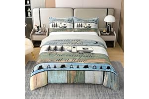 Erosebridal Camper Duvet Cover Set Camping 100% Cotton Comforter Cover | Camp Vintage Farmhouse Rustic Queen Bedding Sets, Ma