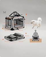 Feandrea Foldable Pet Carrier Bag Large Soft Sided Travel Crate Smoke Grey view 3