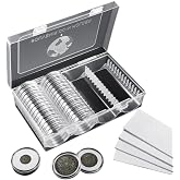 MUDOR 41mm Silver Dollar Coin Holder, 60 Pieces Eagle Coin Capsules | 7 Sizes Foam Gasket, Coin Collection Supplies,1 oz Silver Coin Storage Case Box