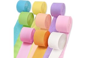 Crepe Paper Streamers Party Decorations 9 Rolls, 738ft Coloured Crepe Paper Birthday Party Streamer for Birthday Partys Decor