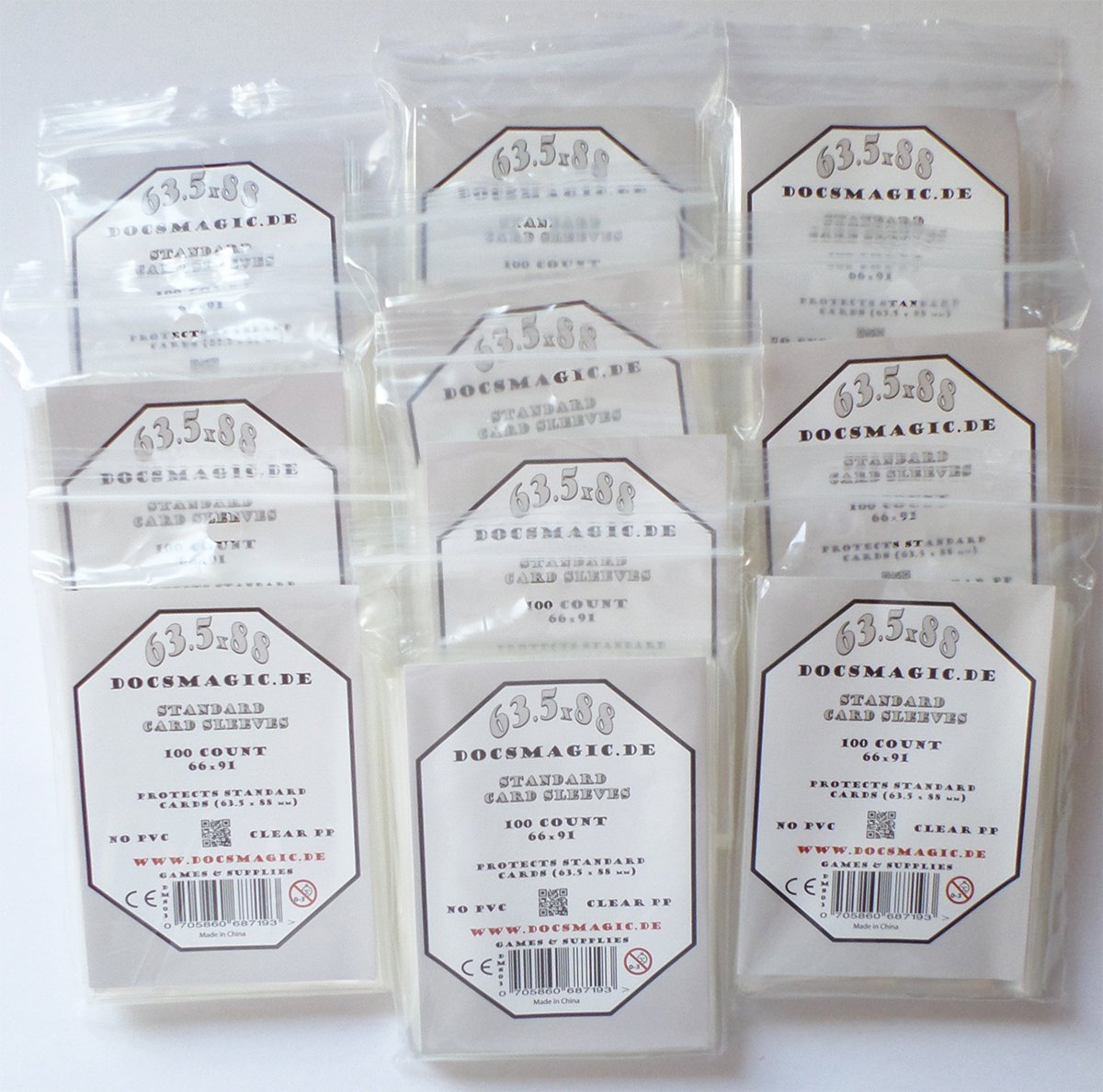 Docsmagic.de 1.000 Card Game Sleeves Klar Clear - 10 Packs - 63,5 x 88 Standard - 66 x 91