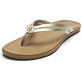 OLUKAI Ho'opio Hui Women's Leather Sandals, Flip Flops for Everyday Wear, Arch Support & Comfort Fit