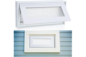 CroBlissful 16'' x 8'' Small Basement Windows White Vinyl Bathroom Window Shed Window Mobile Home Windows with Double Glazing Screen for Glass Block Cabins House Garage(Frosted Glass)