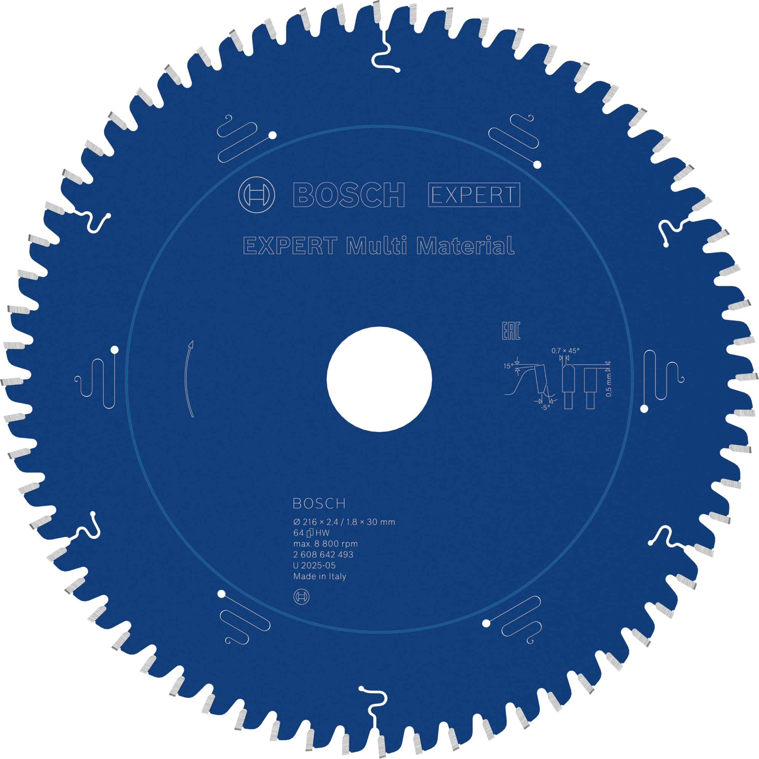 Bosch Professional Expert for Multi Material circular saw blade (216 x 30 x 2.4 mm, 64 teeth, circular saw accessories)