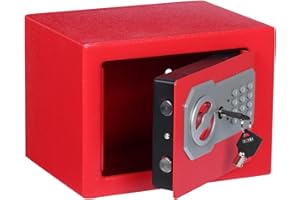 Yuanshikj 0.2 Cubic Feet Electronic Keypad Security Safe Lock Box Steel Digital Deposit for Home Office Hotel Business Cash Jewelry Storage (RED, 0.2 CF)