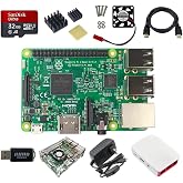 Raspberry Pi 3 Model B 9 in 1 Complete Starter Kit | Complete 9-in-1 Kit, 2 Cases Included, Heatsink &amp; Cooling Fan, Preloaded 32GB SD Card