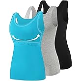 Vislivin Cotton Tank Tops with Shelf Bra for Women Stretch Tanks Wide Strap Undershirts