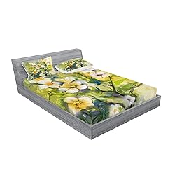 Lunarable Flower Fitted Sheet & Pillow Sham