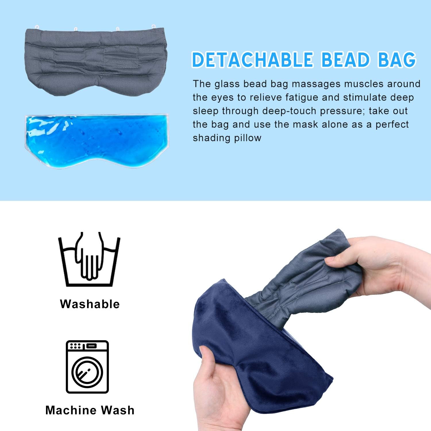 CHHKON Weighted Eye Mask, Sleep Mask for Women Man with Adjustable Strap (Navy): Health & Personal Care