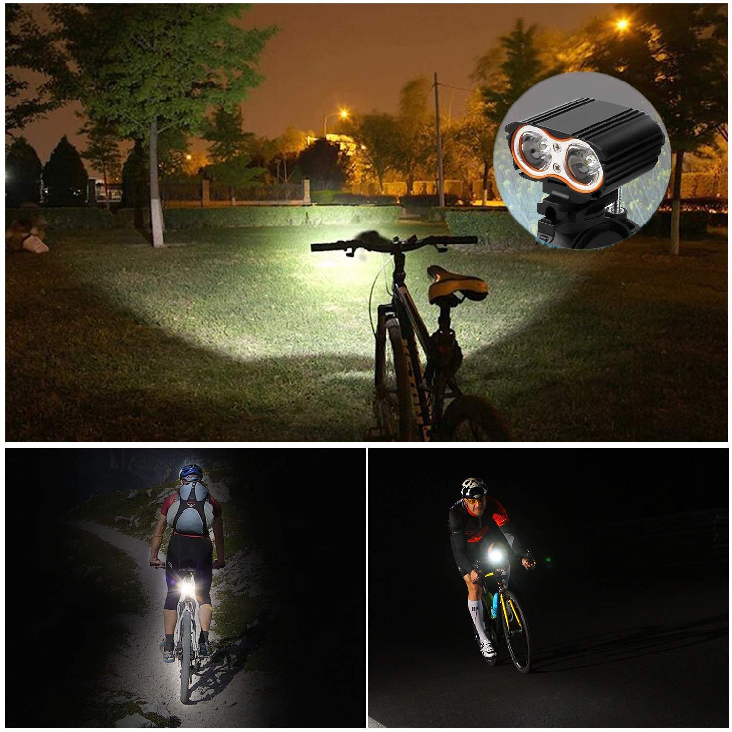 5000Lm Bike Lights 2 LED Mount Bicycle 