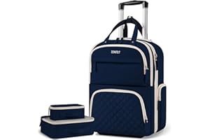 ZOMFELT Carry On Underseat Multi-functional, 17-inch Rolling Lightweight Overnight Suitcase, Wheeled Carry On Case for Airplanes, Travel Carry on Suitcase with Wheels for Women Men Work Travel,Blue