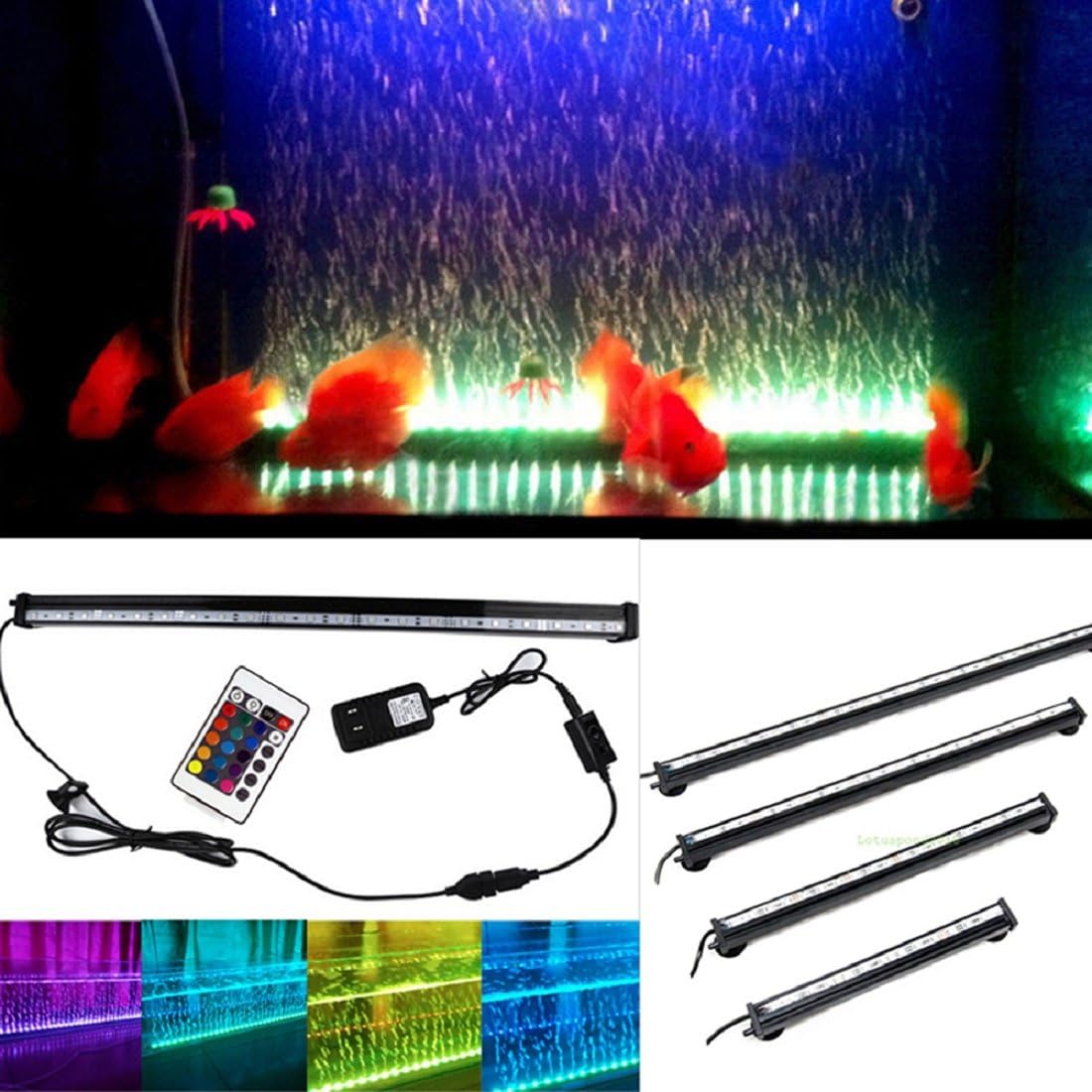 LED Aquarium Light Kit with Bubble, Underwater Air Curtain Light for Fish Tank,Color Changing Flexible Light with Sucker (23cm, Multi-Colored)