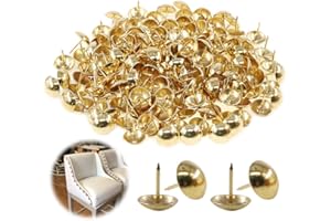 Keadic 200Pcs 3/4" (19mm) Antique Upholstery Tacks Furniture Nails Pins Assortment Kit for Upholstered Furniture Cork Board or DIY Projects - Gold