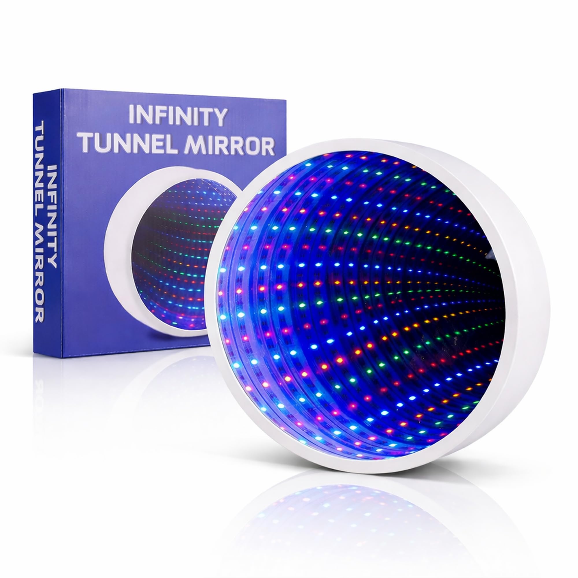 The Glowhouse Infinity Mirror Tunnel Lamp LED Lighting Sensory Party Décor Free Standing Battery Powered