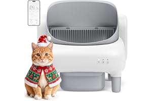 Hazrela Automatic Cat Litter Box Self Cleaning,for Multiple Cats with Open Top Design, App Control, Safety Protection, Ultra-Quiet & Health Monitoring，Easy Setup,Gray