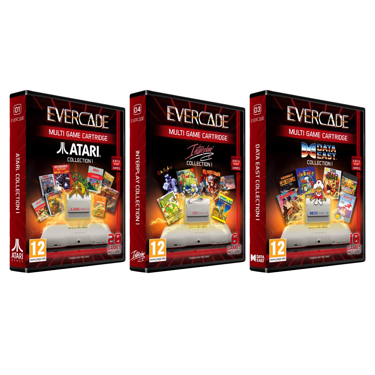 Evercade Premium Pack Includes 3 Cartridges Collections: Atari Volume 1, Interplay Volume 1 and Dataeast Volume 1 - Electronic Games