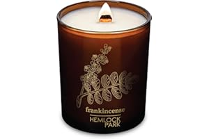Hemlock Park Wood Wick Candle Handcrafted with Natural Coconut Wax and Essential Oils (Amber & Gold 7.2 oz, Frankincense)