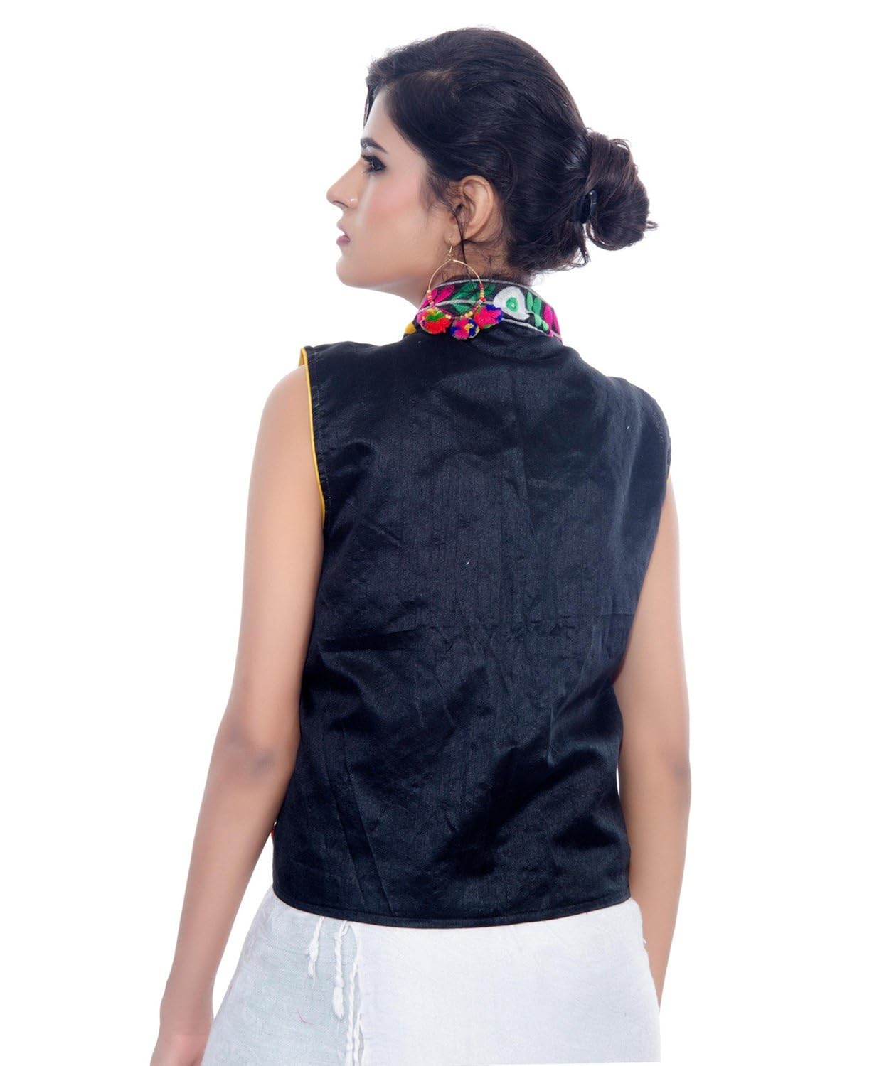 banjara india poly cotton kutchi embroidered waist length jacket (chakachak)