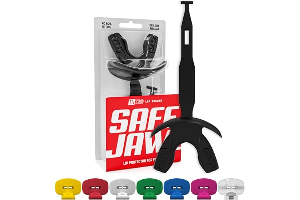 SAFEJAWZ Football Mouth Guard, Sports Lip Guard with Connected Strap, Breathable Adults and Youth Mouthpiece, American Footba