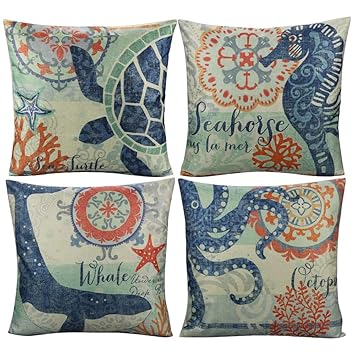 Amazon Com All Smiles Ocean Decorative Throw Pillow Covers