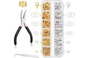 Jump Rings, 1200 Pcs Open Jump Ring and Lobster Clasp Kit, Necklace Clasp Jump Rings for Jewelry Making