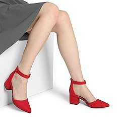 DREAM PAIRS ANNEE Pointed Toe Low Chunky Heels Pump
