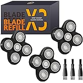 Freedom Grooming Bald Head Shaver Replacement Blades - Premium 5 Blade Shaver Heads for Bald Men, 3 Cleaning Brush, 3 Pack