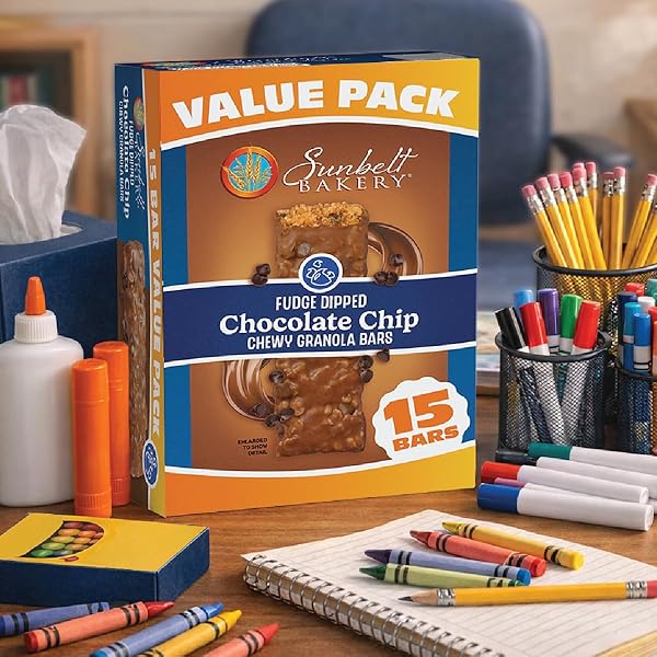 SUNBELT BAKERY FUDGE DIPPED CHOCOLATE CHIP CHEWY GRANOLA BARS, VALUE PACK, 15 COUNT (PACK OF 1)