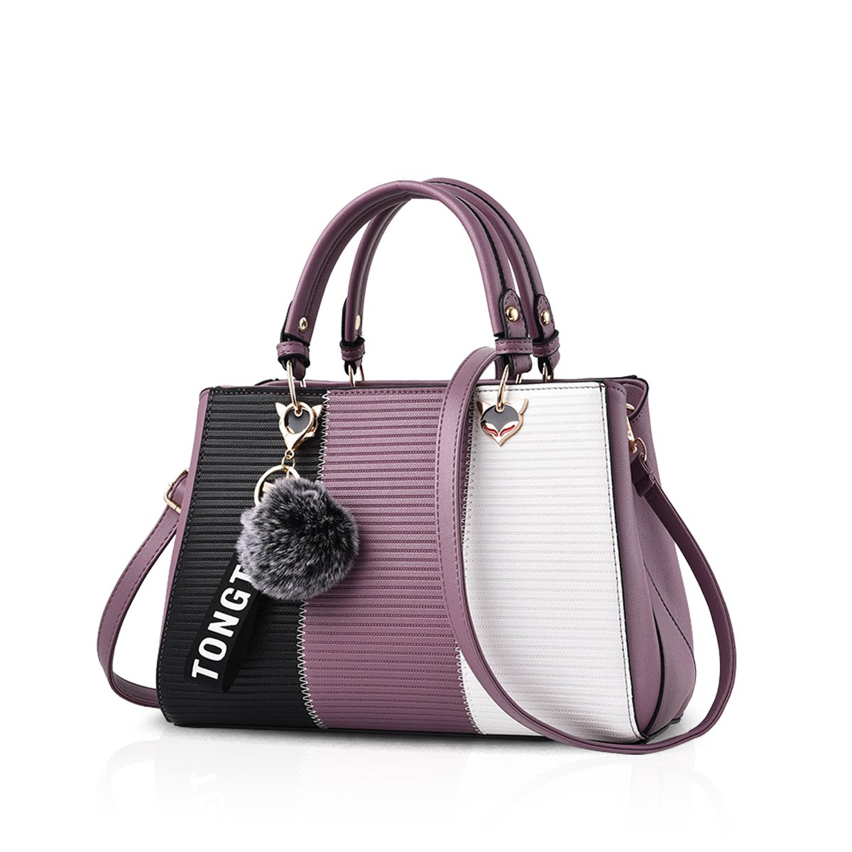 NICOLE & DORIS Fashion Women Handbags Elegant Shoulder Bag Medium Size Tote Bag Crossbody Messenger Bag PU Leather Satchel Handbag for Lady Purple