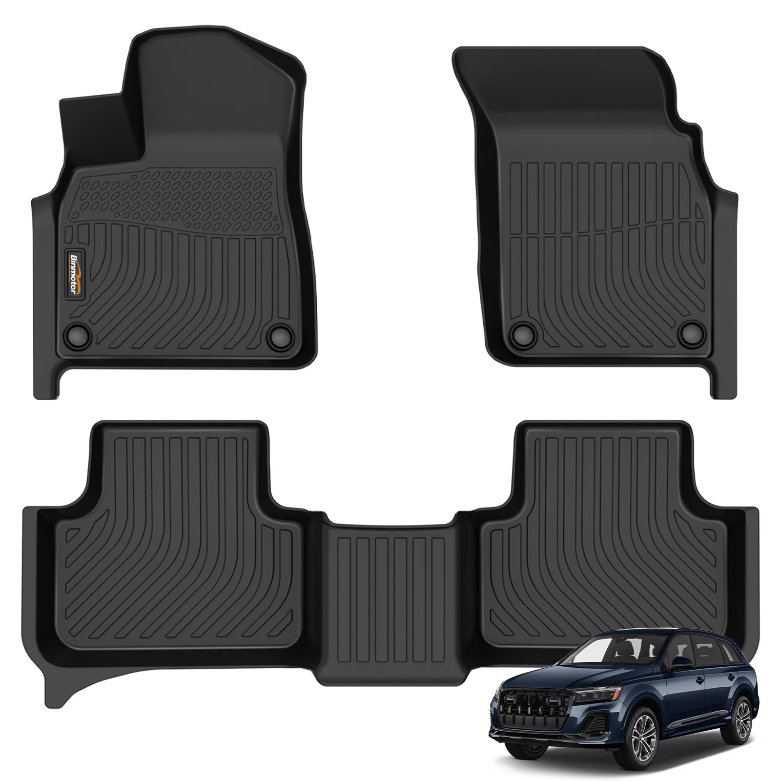 Binmotor-All Weather Car Floor Mats for Audi Q7 & SQ7 2020-2025 / Q8 & SQ8 2019-2025,1st & 2nd Row, TPE Liners for Audi Q7 Q8 Accessories Mats Trunk Mats-Black Image Binmotor-All Weather Car Floor Mats for Audi Q7 & SQ7 2020-2025 / Q8 & SQ8 2019-2025,1st & 2nd Row, TPE Liners for Audi Q7 Q8 Accessories Mats Trunk Mats-Black Image