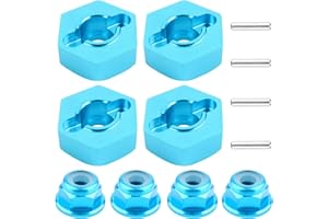 GDOOL 12mm Wheel Hex Hubs Drive Adapter 5mm Thick & Flange M4 Lock Nuts Aluminum for Redcat Axial HSP WLtoys Himoto RC Truck Model Car Upgrade Parts (Blue)
