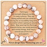 Gejoyse Flamingo Gifts Never Forget How Flamazing You Are Bracelet Gift for Women Appreciation Graduation Birthday Gifts for Woman Natural Pink Elastic Beads Bracelet Gift for Women