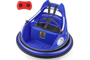 ELEMARA Electric Bumper Car for Kids, 12V Electric Car for Toddlers, 1.9MPH Max, Battery Car for Kids with Parent Remote, 2-Speed, 2 Driving Mode, 360°Spin, Music, 5 Lighting Mode, DIY Stickers-Navy
