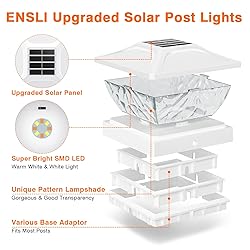 ENSLI 8 Pack Solar Post Cap Lights, 2 Mode Bright